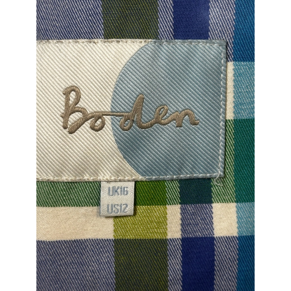 Boden Blue and Green Plaid Trench Coat - Picture 5 of 9